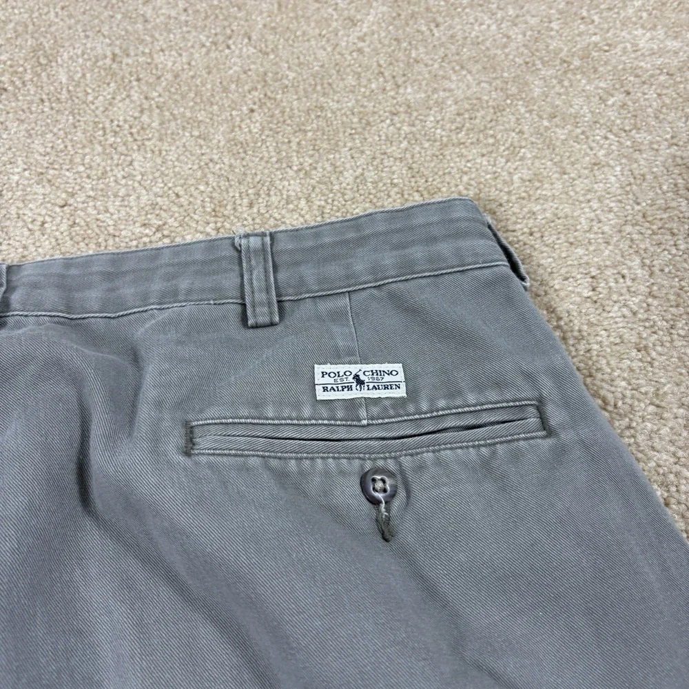 Vintage Polo Ralph Lauren Pleated Chino Pants Mens 36x30 Khaki Gray Cotton